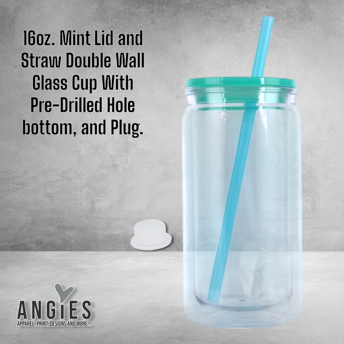 16oz. Snow Globe Tumbler with Color Lid and Straw Pre-Drilled Hole bottom, and Plug.