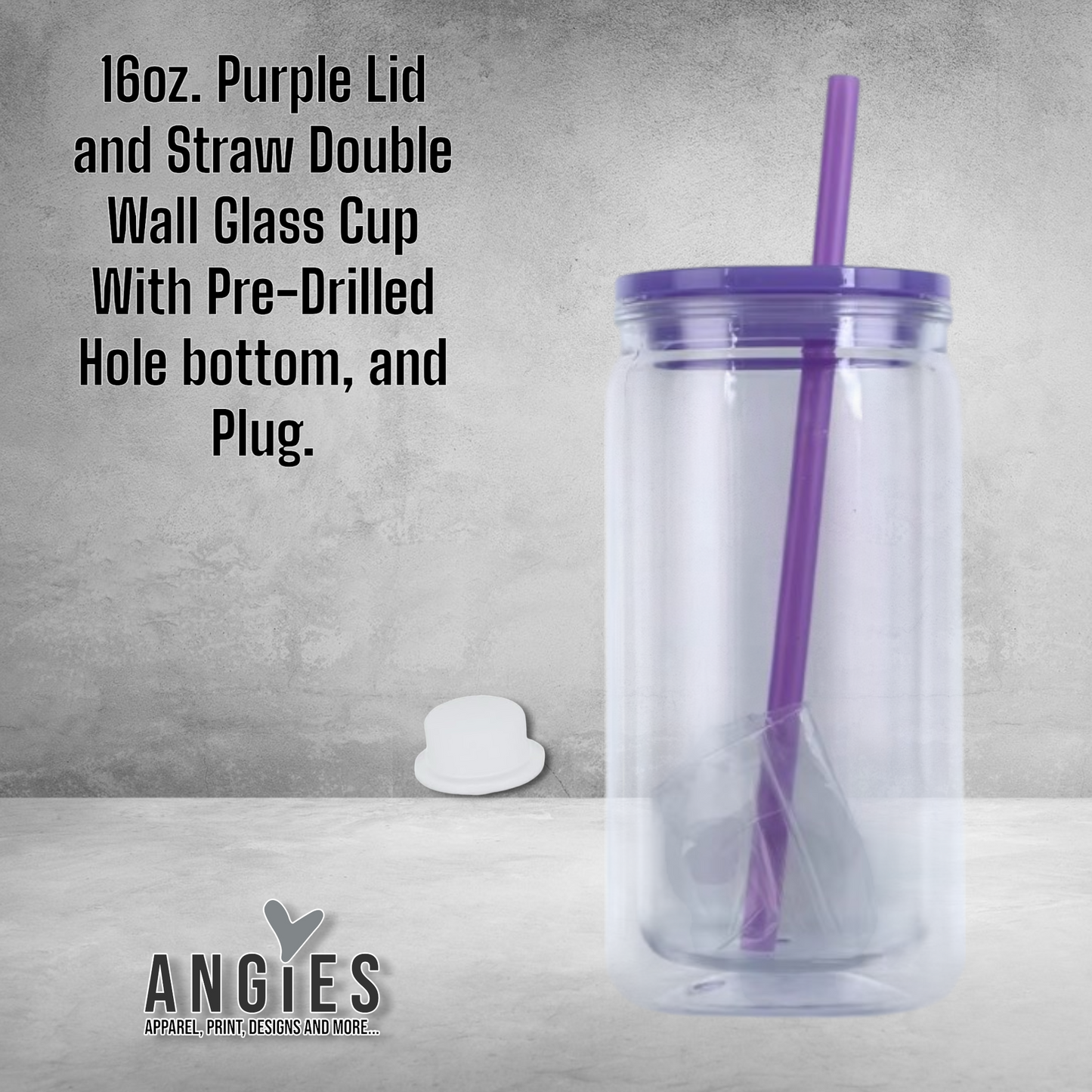 16oz. Snow Globe Tumbler with Color Lid and Straw Pre-Drilled Hole bottom, and Plug.