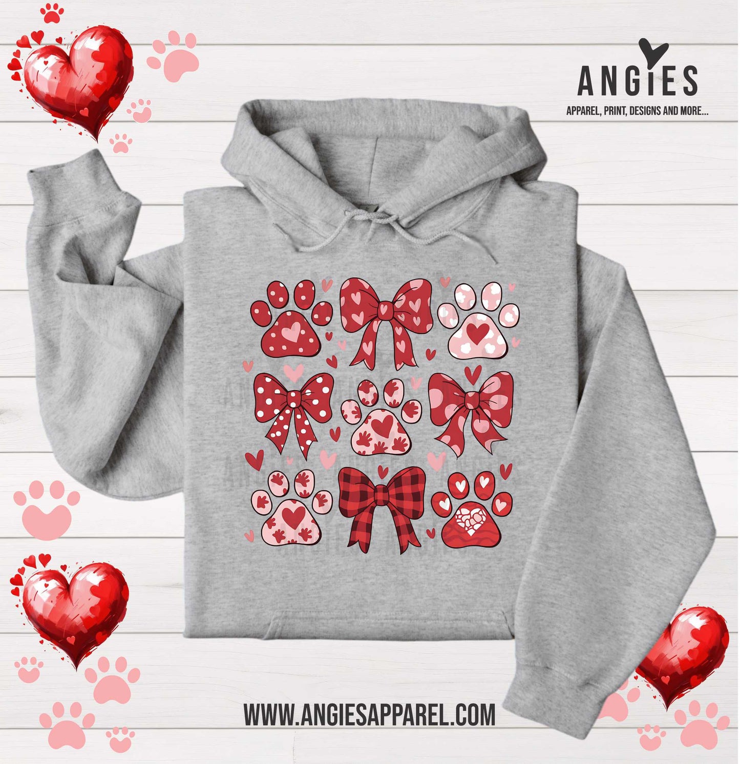 Valentine Red Paw Bow