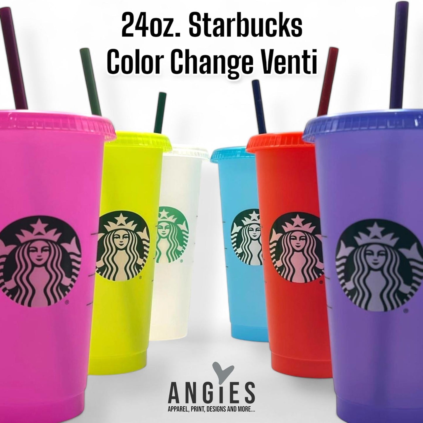 24oz Color Change Venti Cold Cups with Straws