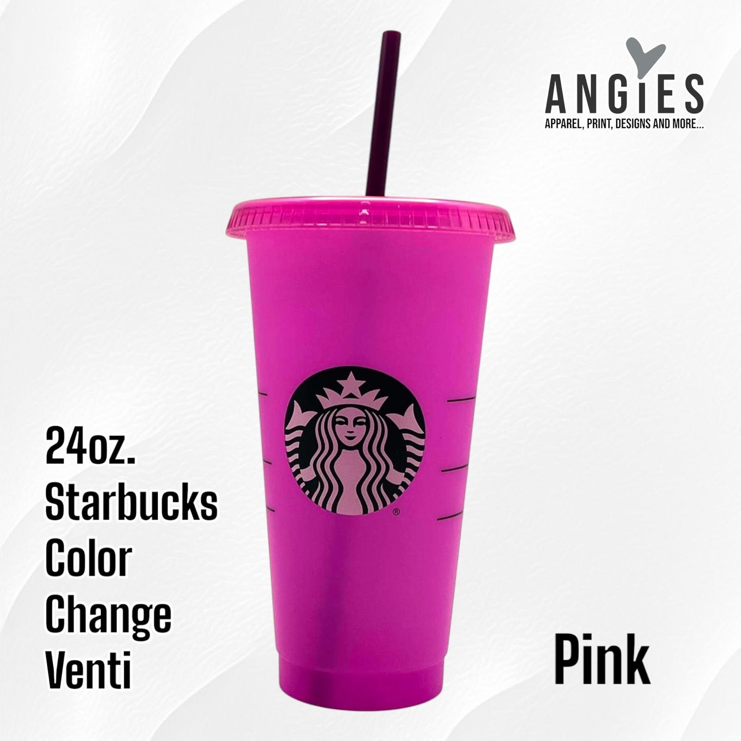 24oz Color Change Venti Cold Cups with Straws