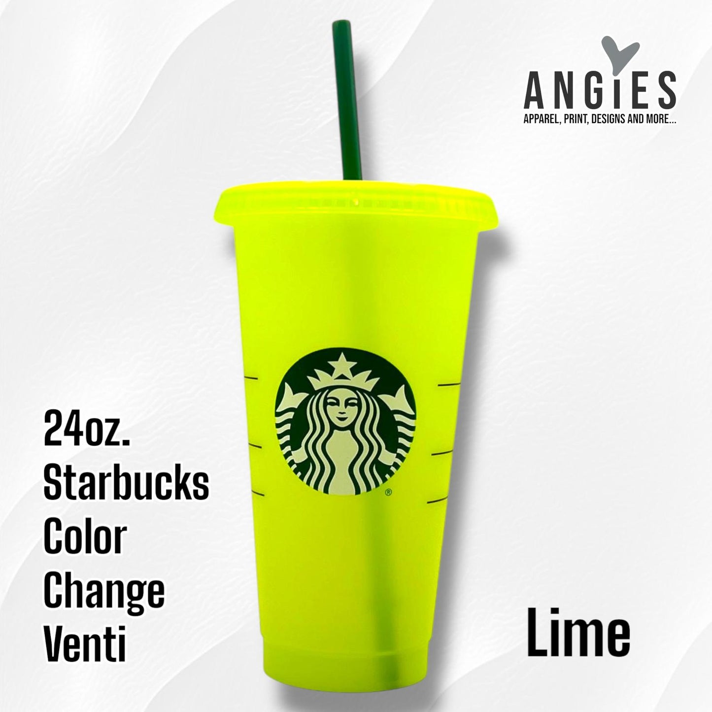 24oz Color Change Venti Cold Cups with Straws