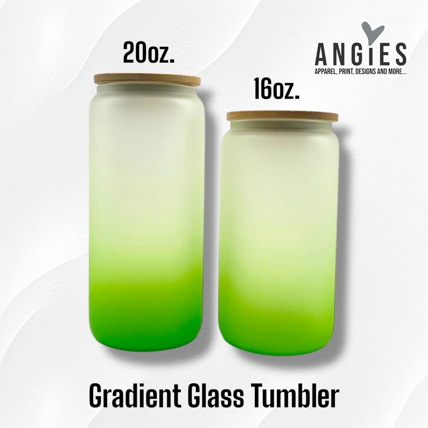 16oz and 20oz. Gradient Color Frosted Glass Cups with Lids and Straws. Can Shaped Glass Tumblers for Sublimation and Casual Use