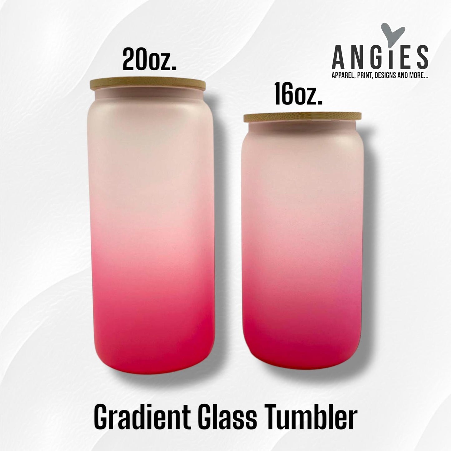 16oz and 20oz. Gradient Color Frosted Glass Cups with Lids and Straws. Can Shaped Glass Tumblers for Sublimation and Casual Use