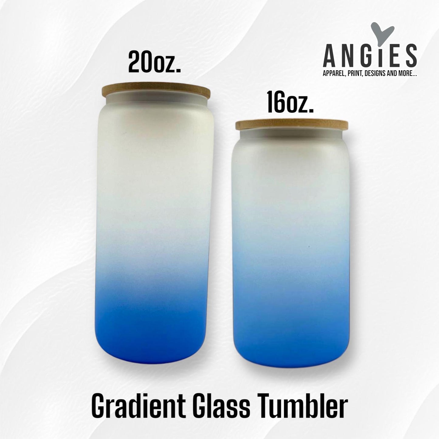 16oz and 20oz. Gradient Color Frosted Glass Cups with Lids and Straws. Can Shaped Glass Tumblers for Sublimation and Casual Use