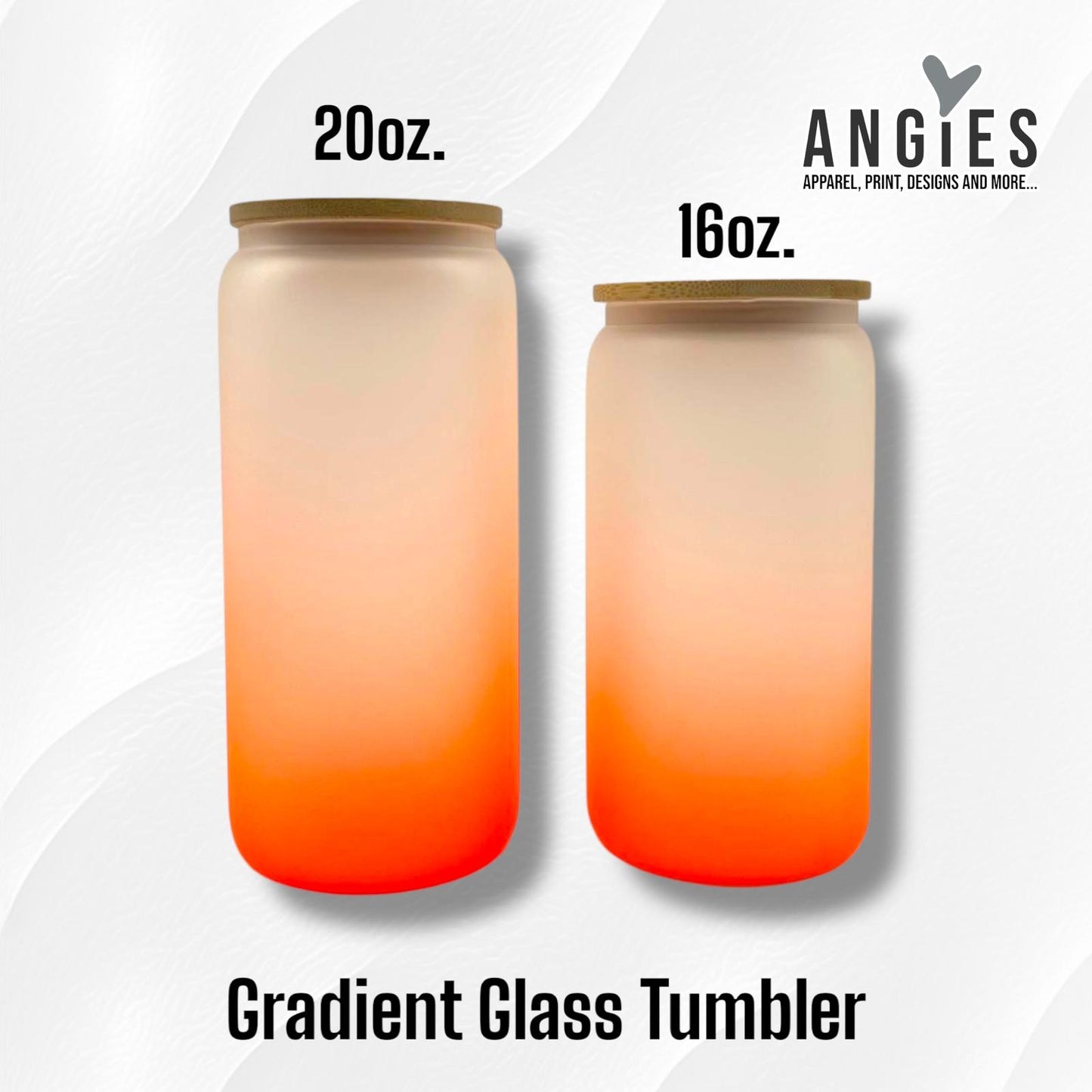 16oz and 20oz. Gradient Color Frosted Glass Cups with Lids and Straws. Can Shaped Glass Tumblers for Sublimation and Casual Use