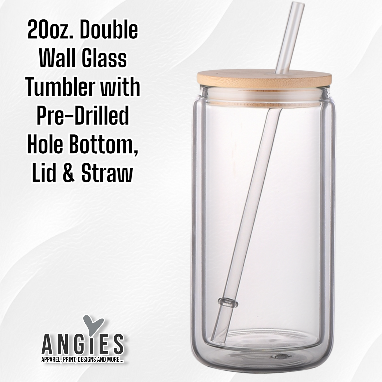 16oz Glass Sublimation Snow Globe Tumbler, Bamboo Lid, Straw, and Pre-Drilled Hole Plug (Copy)