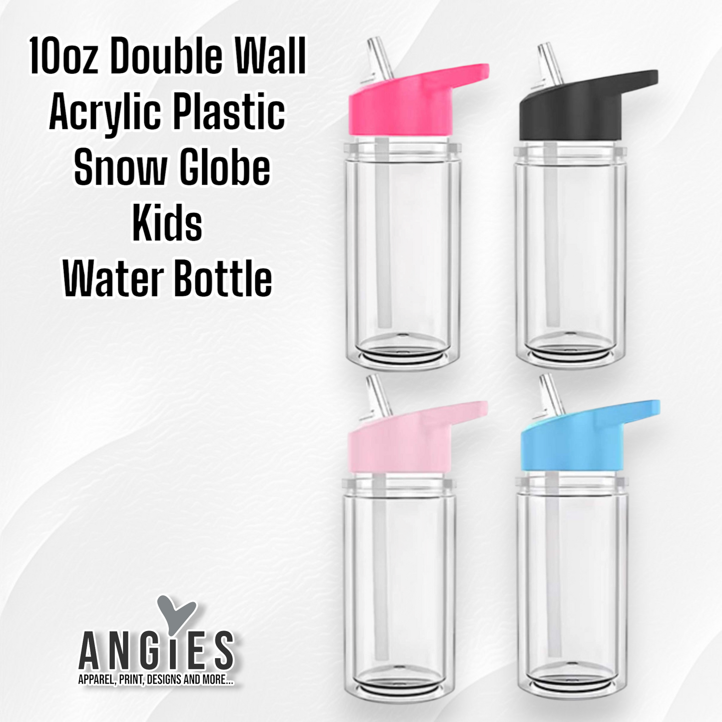 10oz Double Wall Acrylic Plastic Snow Globe Kids  Water Bottle