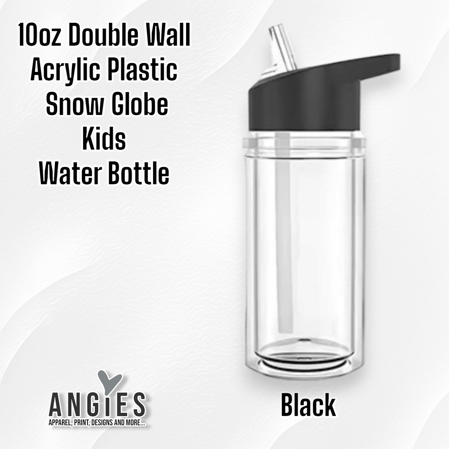 10oz Double Wall Acrylic Plastic Snow Globe Kids  Water Bottle