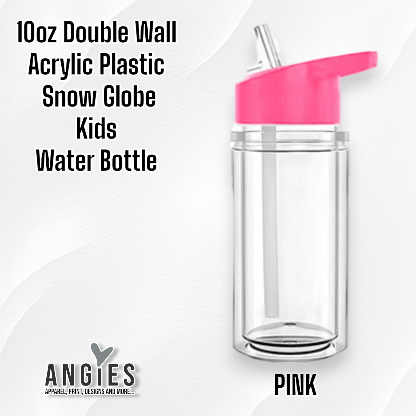 10oz Double Wall Acrylic Plastic Snow Globe Kids  Water Bottle