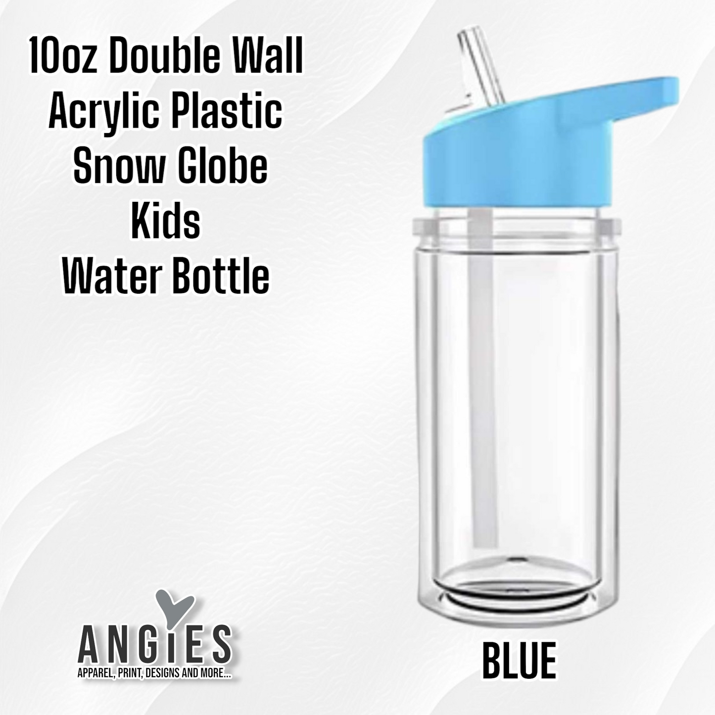 10oz Double Wall Acrylic Plastic Snow Globe Kids  Water Bottle