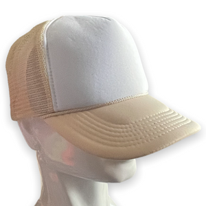 Beige /White Front Trucker Hat